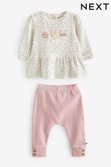 Pink/Mono Character Baby Top And Leggings Set (U73845) | £14 - £16