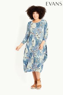 Evans Blue Karina Knit Print Dress