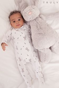 Truly White Bunny Babygrow With Collar