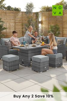 Nova Outdoor Living Grey Rattan Effect Cambridge Right Hand Corner Sofa Set with Rising Table (U74101) | £1,300