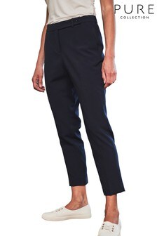 Pure Collection Blue Tailored Ankle Length Trousers