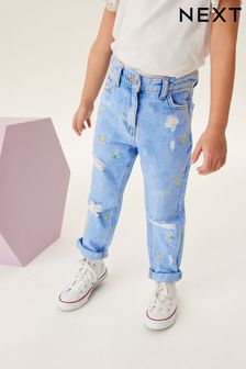 Bright Blue Embroidered Mom Jeans (3-16yrs) (U74469) | £20 - £25