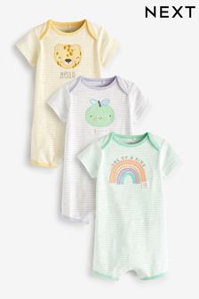 Multi Stripe Character Baby Romper 3 Pack (0mths-3yrs) (U75545) | £17 - £21
