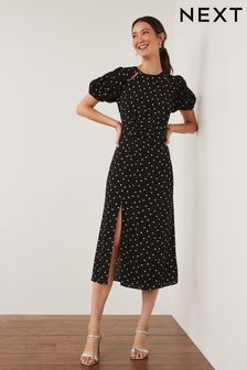 Black/White Spot Split Dress (U75643) | £46