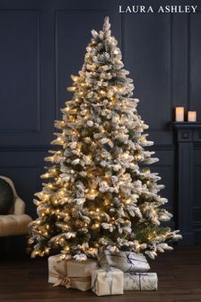 White Frosted Lit LED Tree With 7ft Pine Cones