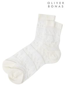 Oliver Bonas White Lace Sheer Ankle Socks