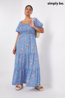 Simply Be Purple Floral Tiered Maxi Dress (U77749) | £42