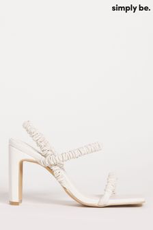 Simply Be Natural Ruched Strap High Heeled Wide Sandals (U77751) | £35