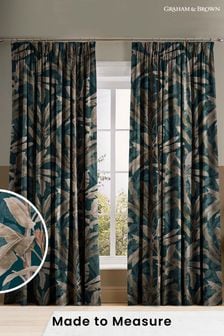 Graham & Brown Teal Blue Borneo Made to Measure Curtains