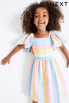 Rainbow Stripe Angel Sleeve Dress (3-16yrs) (U77999) | £17 - £22