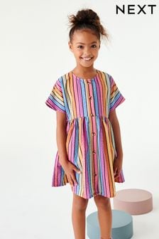 Pink Rainbow Stripe Relaxed Dress (3-16yrs) (U78031) | £15 - £20