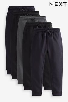 Black/Navy/Grey Slim Fit Next Joggers 5 Pack (3-16yrs) (U78510) | £38 - £56