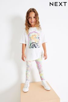 White Sequin Unicorn Oversized T-Shirt and Leggings Set (3-16yrs) (U78698) | £20 - £26