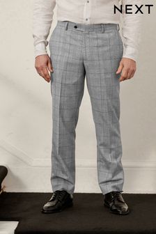 Mid Grey Tailored Fit Wool Blend Check Suit: Trousers (U79063) | £55