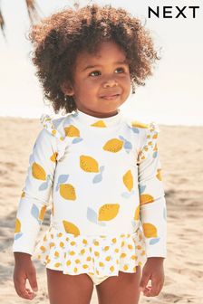 White/Lemon 2 Piece Sunsafe Swim Suit (3mths-7yrs) (U79244) | £16 - £18