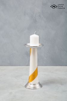 Fifty Five South White/Gold Brushstroke Candle Holder