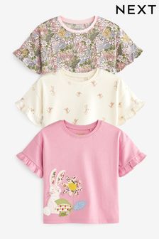 Mid Pink Bunny T-Shirts 3 Pack (3mths-7yrs) (U80830) | £15 - £19