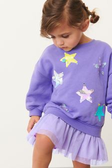 Purple Sequin Sweat Party Dress (3mths-7yrs) (U80839) | £15 - £17