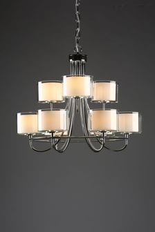 Chrome Southwell 9 Light Chandelier and Glass Lamp Shade
