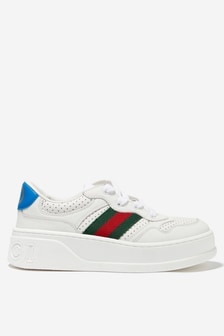 GUCCI Kids Leather Web Chunky Trainers