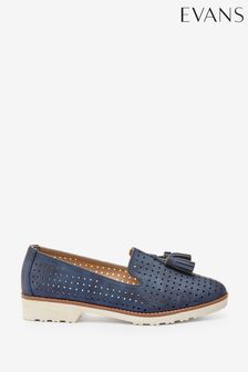 Evans Blue Wide Fit Perforated Loafers