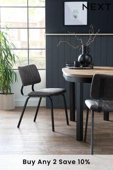 Set of 2 Monza Faux Leather Dark Grey Aiden Non Arm Dining Chairs (U84039) | £250
