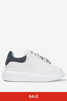 Alexander McQueen Kids Leather Chunky Lace-Up Trainers in White