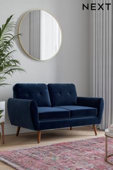 Soft Velvet Navy Blue, Bronx Leg Wilson Compact 2 Seater Sofa (U86509) | £435