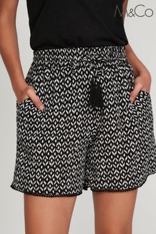 M&Co Black Geo Print Crinkle Shorts