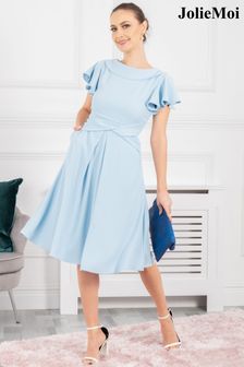 Jolie Moi Jaelyn Blue Flare Sleeve Dress