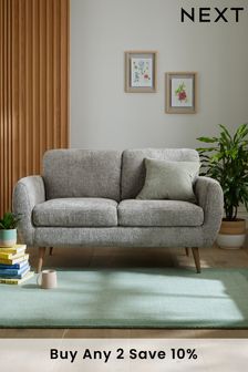 Chunky Chenille Light Grey, Oak Effect Leg Wilson Compact 2 Seater Sofa (U87236) | £485