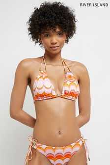 River Island Orange Tube Trim Trinagle Bikini