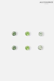 Accessorize Green Sterling Silver Ombre Sparkle Stud Set