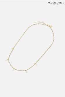 Accessorize Cream Gold-Plated Pearl Charm Station Necklace