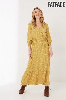 FatFace Yellow Penryn Painted Bird Midi Dress (U88359) | £69