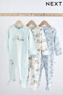Blue Baby Sleepsuits 3 Pack (0-2yrs) (U88830) | £21 - £23