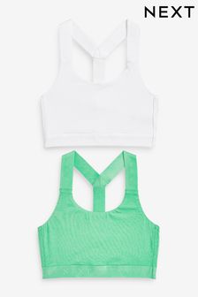 Green/White Ariss-euShops Active Sports Low Impact Crop Tops 2 Pack (U89158) | £20