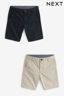 Navy/Stone 2 Pack Chino Shorts (3-16yrs) (U89392) | £18 - £28