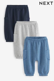 Blue 3 Pack Joggers (0mths-2yrs) (U90485) | £15 - £17