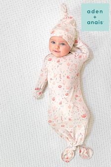 aden + anais Pink Comfort Knit Knotted Gown And Hat Gift Set (U90583) | £28