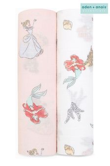 Aden + Anais Essentials Disney Princess White Cotton Muslin Blankets 2-Pack