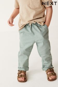 Green Linen Blend Pull-On Trousers (3mths-7yrs) (U91928) | £9 - £11