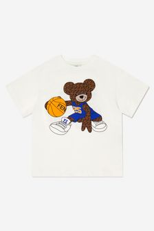 Fendi Kids Boys Basketball Teddy T-Shirt in White