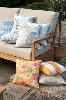 Conwy Blue Square Wisteria Outdoor Scatter Cushion