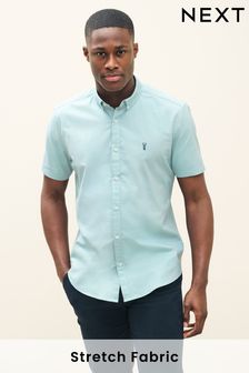 Ice Blue Short Sleeve Stretch Oxford Shirt (U92926) | £25