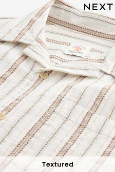 White Textured Short Sleeve Stripe Shirt (U93099) | £30
