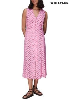 Whistles Pink Moon Floral Print Midi Dress (U93103) | £149