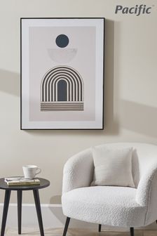 Pacific Black Art Deco Print With Linear Gold Detail