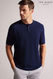 Ted Baker Blue Macarth Knitted Henley Cardigan