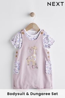 Lilac Purple Giraffe/Floral Baby Character Dungarees (0mths-2yrs) (U95403) | £20 - £22